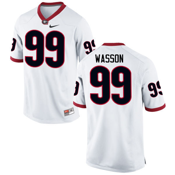 Men Georgia Bulldogs #99 Mitchell Wasson College Football Jerseys-White - Click Image to Close